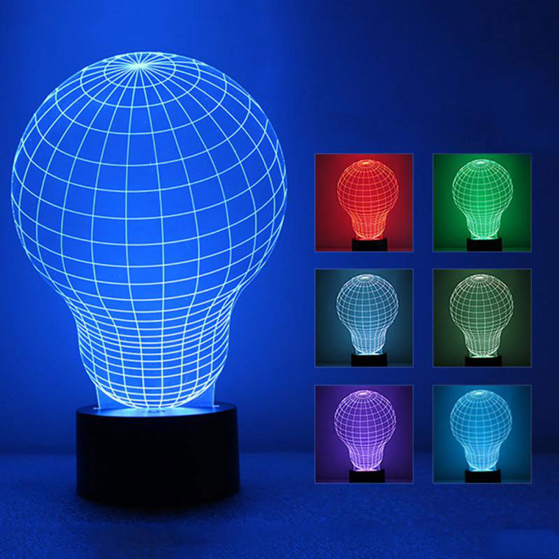 3D LED Lampa u 9 boja Black Cut Bulb Multicolor - thumbnail 0