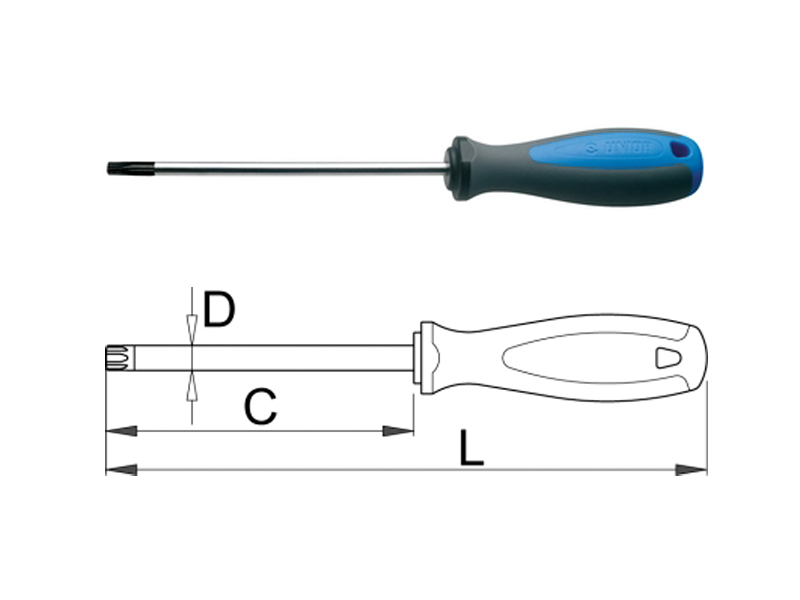 UNIOR odvijač Torx TX10, 165/80 mm, TBI ručka, art. 621 TBI 611726 - thumbnail 1