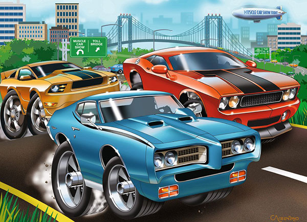 Ravensburger puzzle Dečije puzle - 60 - 1:1 - Muscle Cars - Moćni automobili  60 delova RA09591 - thumbnail 1