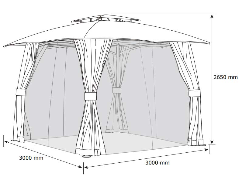 Paviljon Marianne 3x3m siva - thumbnail 3