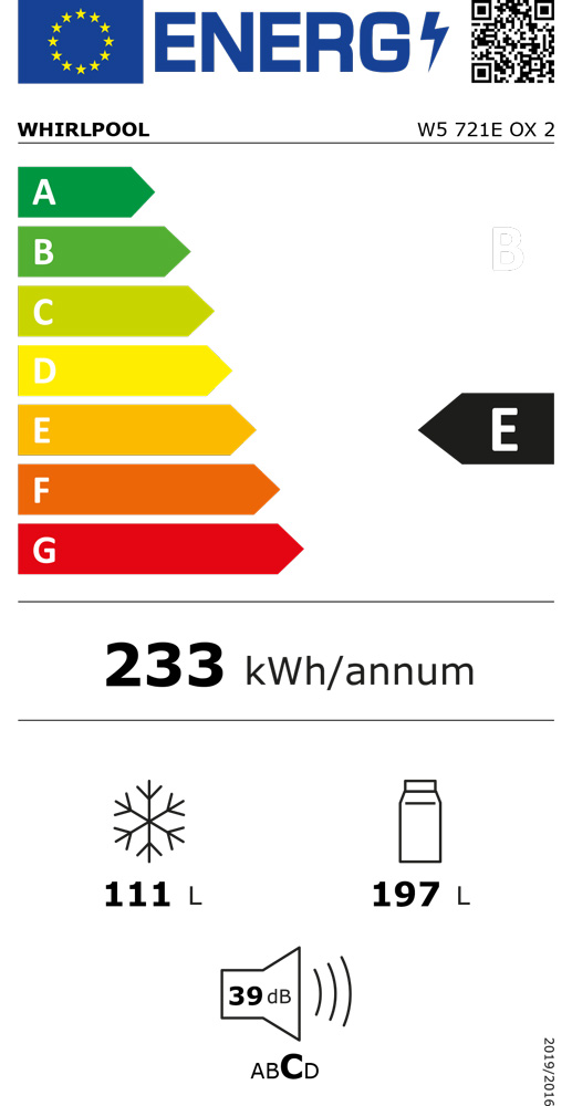 Kombinovani frižider sa zamrzivačem 197+111L Whirlpool W5 721E OX 2 - thumbnail 4